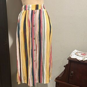 Potter's Pot Multicolor Striped Midi Skirt